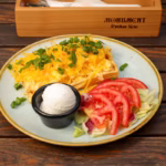 Waffle csrambled eggs